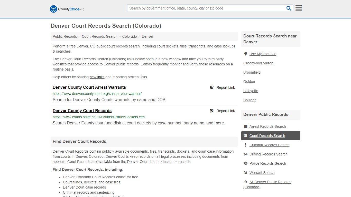 Denver Court Records Search (Colorado) - County Office